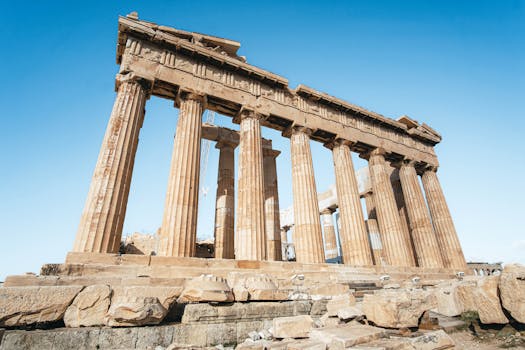 Capture of the iconic Parthenon temple in Athens showcasing ancient Greek architecture.